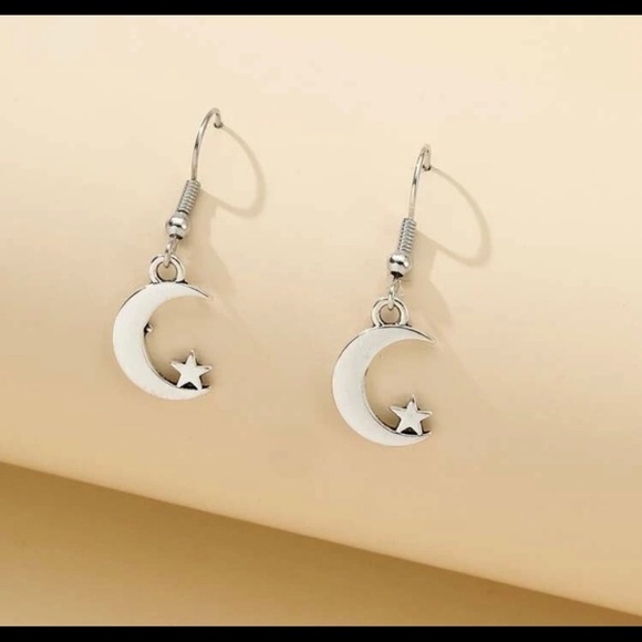 New! Boho 925 Silver Crescent Moon Dangle Drop Earrings - Picture 3 of 3